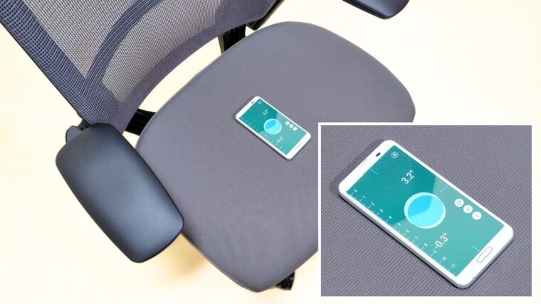 スマホの水平器アプリを使った座面角度の計測